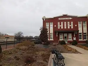 The former Atchison, Topeka and Santa Fe Railway depot in Marceline in February 2017, now the Walt Disney Hometown Museum.