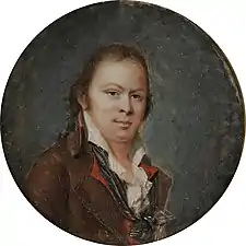 Portrait of a man with a brown coat, 1791, miniature on ivoiry, diamèter 6.3&nbsp;cm