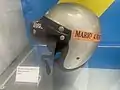 Mario Andretti's helmet he wore at the race on display at the Indianapolis Motor Speedway Museum.