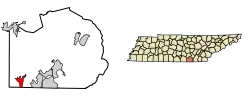 Location of Orme in Marion County, Tennessee.