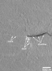 Martian Dust Devil - in Amazonis Planitia (April 10, 2001) (also) (video (02:19)).