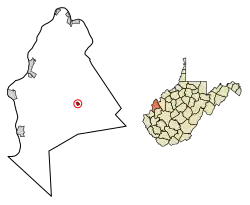 Location of Leon in Mason County, West Virginia.