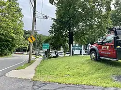 A welcome sign to Matinecock on August 29, 2021.