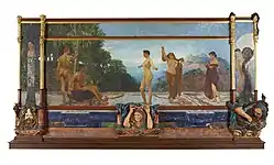 The Judgment of Paris (1885–87), oil on canvas, wood and plaster, overall dimensions: 370 × 752 × 65&nbsp;cm., Österreichische Galerie Belvedere, Vienna, Austria.