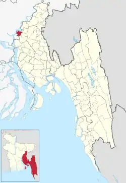 Location of Meghna Upazila