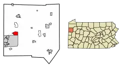 Location of Clark in Mercer County, Pennsylvania.