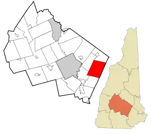Location in Merrimack County and the state of New Hampshire