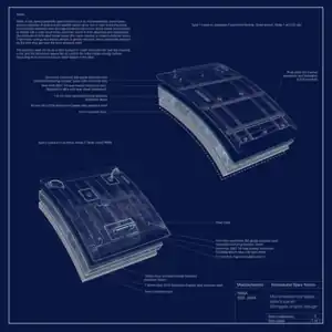 A blueprint of a typical debris "Whipple Shield" design