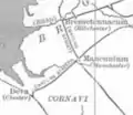 A detail from the same map displaying the&nbsp;Northwest  "Watling&nbsp;Street"