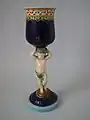 Goblet, 9.2 ins., coloured glazes, c. 1869, Revivalist in style.