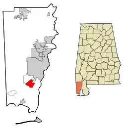 Location in Mobile County and the state of Alabama