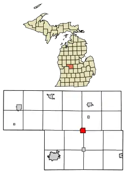 Location within Montcalm County and the state of Michigan
