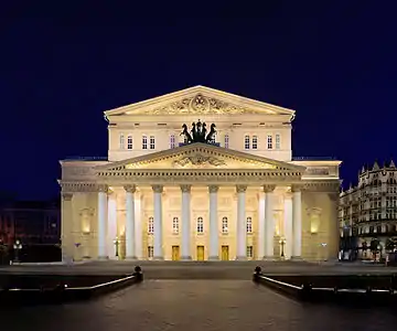 Bolshoi Theatre in Moscow, Russia; home to the Bolshoi Ballet
