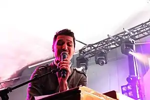 Meany performing with Mutemath in 2012