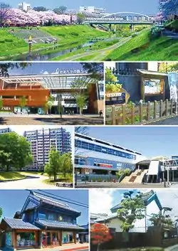 Tone Canal
Nagareyama-ōtakanomori SCKondō Isami jin'ya
Nagareyama-ōtakanomori park exitNagareyama-ōtakanomori Station
Kuremono Shinkawaya storeAkimoto family kura