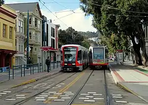 N Judah trains at Duboce and Church, 2018