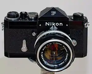 The 35&nbsp;mm film-based Nikon F, 1959, the world's second single-lens reflex system camera. The first was Kamera-Werke's Praktina.