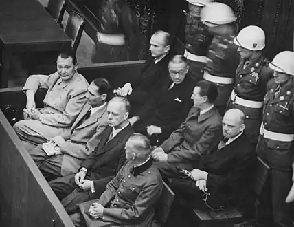 Image 8The defendants sitting in the dock during the Nuremberg Trials