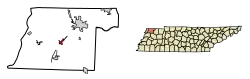 Location of Troy in Obion County, Tennessee.