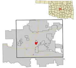 Location in Oklahoma County and the state of Oklahoma.