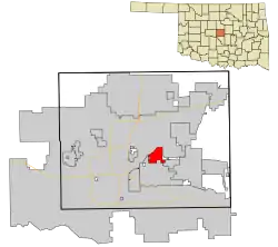 Location in Oklahoma County and the state of Oklahoma.