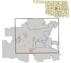 Location in Oklahoma County and the state of Oklahoma.