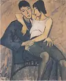 Two Lovers (Liebespaar), c. 1914, glue paint on plucking, 101.5 x 83.5&nbsp;cm, private collection