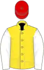 Yellow, white sleeves, red cap
