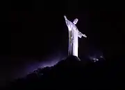 Christ the Redeemer at night.