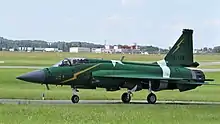 A Thunder demo team JF-17 with an Iranian drone kill mark on the nose which it shot down in 2017.