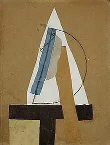 Pablo Picasso, 1913–14, Head (Tête), cut and pasted colored paper, gouache and charcoal on paperboard, 43.5 × 33&nbsp;cm, Scottish National Gallery of Modern Art, Edinburgh