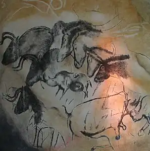 Chauvet cave, spatially effective grading of a group of animals through overlap (ca. 31.000&nbsp;BC)
