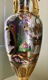 Neoclassical cornucopia on a vase, by the Sèvres Porcelain Factory, 1814, hard-paste porcelain with platinum background and gilt bronze mounts, Louvre