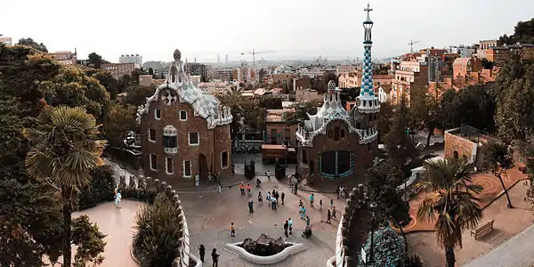 Park Güell – a garden complex with architectural elements situated on the hill of El Carmel in the Gràcia district of Barcelona, Catalonia, Spain, designed by the Catalan architect Antoni Gaudí.