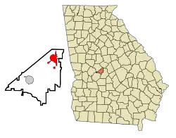 Location in Peach County and the state of Georgia