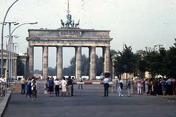 In 1984, East Berliners and others were kept away from the Gate, which they could view only from this distance.