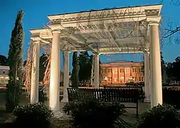 SGSC's pergola with Peterson Hall in the background