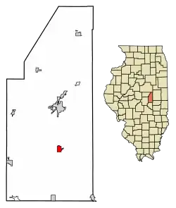 Location of Bement in Piatt County, Illinois.