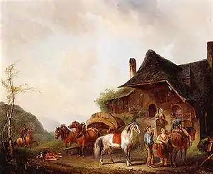 Pieter van Os (undated): Horsemen and travellers outside an inn, private collection.
