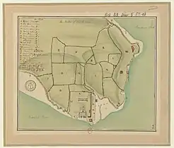 The Barton of Mount Wise: the dockyard and surrounding fields.