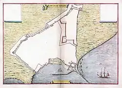 Leonardo de Ferrari's plan of the Portuguese fortifications at Tangier, c.&nbsp;1655.