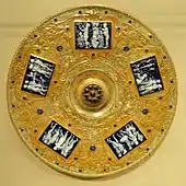 Plaque with pâte-sur-pâte cameo inserts, 1901, Sèvres porcelain