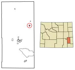 Location of Guernsey in Platte County, Wyoming.
