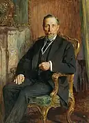 Portrait of the hat factory-owner August Hückel (1838–1917), signed, dated and inscribed P. Joanowitsch Wien 1914, 130 x 94 cm, framed.