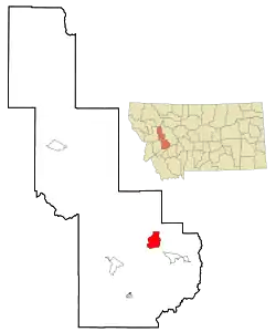 Location of Avon, Montana