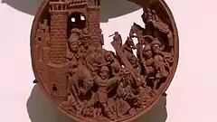 "Prayer Bead with the Crucifixion and Jesus before Pilate", interior view. Metropolitan Museum of Art, New York