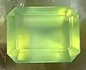 Emerald cut prehnite, 1.85&nbsp;cm x 1.42&nbsp;cm, 4.6 grams.
