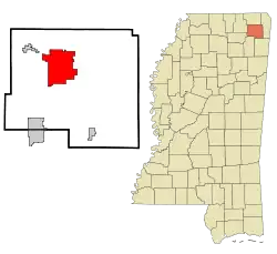 Location in Prentiss County and Mississippi