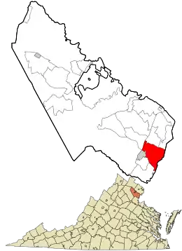 Location in Prince William County and the state of Virginia.