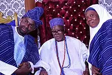 Professor Abiodun Musa Aibinu With Wife and Olubadan Of Ibadan at Olubadan Palace During His Coronation as the Mogaji Aikulola
